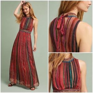 Anthropologie Artista Maxi Dress New Metallic Sm P